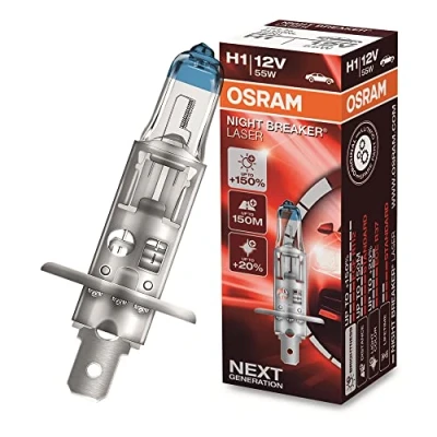Image of OSRAM NIGHT BREAKER LASER H1, +150% more brightness, halogen headlight lamp, 64150NL, 12V, folding box (1 lamp)