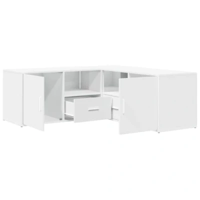 Image of vidaXL Corner Cabinet Shelf Unit/Bookcase White Engineered Wood Modern Home Storage, 2 Assembly Ways, 200 x 40 45 cm