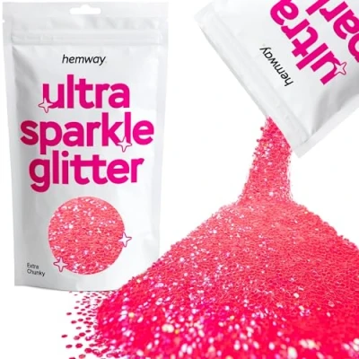 Image of Glitter Fluorescent Pink Ultra Sparkle Sequins Nail Face Festival Christmas Halloween Makeup Extra Chunky 100g / 3.5oz