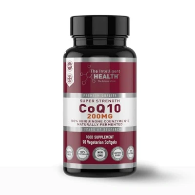 Image of Ubiquinone Co Enzyme Q10 Softgel Capsules, Super Strength Vegan Friendly Naturally Fermented High Absorption CoQ10 Capsules Made in The UK to GMP Standards Intelligent Health (90 Count (200mg))