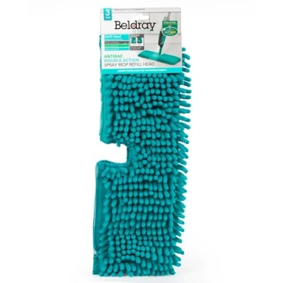 Image of Beldray LA080196UFEU7 Refill Head, Replacement Machine Washable Pads Antibac Spray Mop LA067098UFEU7, Double Sided Design, Use Wet or Dry, Microfibre, Turquoise, 41 x 13 cm
