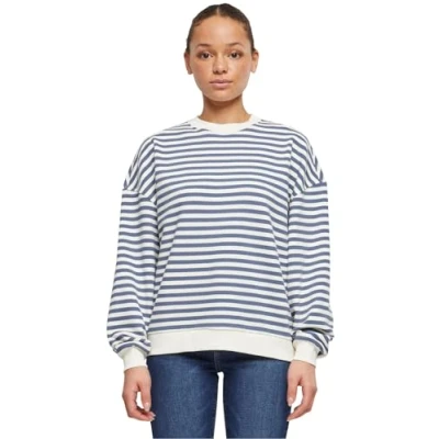 Image of Urban Classics Striped Crewneck Sweatshirt, Women&#039;s, Size: Small, Whitesand vintageblue