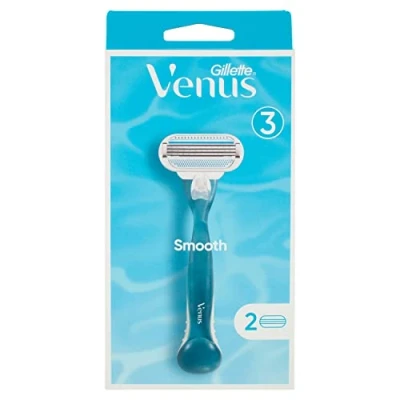 Image of Gillette Venus Smooth Women&#039;s Shaver with 2 Razor Blades, 3 Blades Protective Pad, Current Version