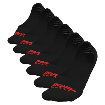 Image of Penn Sport Unisex No Show Invisible Socks (6 Pack) with Non Slip Silicone Heel, Arch Support, Reinforced Toe &amp; Heel For Men Women Cotton Trainer Length Sizes 3 5, 6 8, 9 11