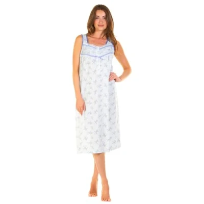 Image of Undercover Ladies &#039;Primrose in Bloom&#039; Jersey Sleeveless Nightie 23347 Blue M L