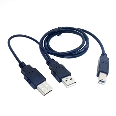 Image of cablecc Dual USB 2.0 Male to Standard B Y Cable 80cm for Printer &amp; Scanner External Hard Disk Drive