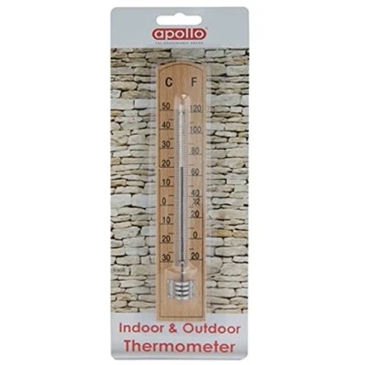Image of APOLLO Wall Thermometer Wood, Multi Colour, 21.5x3.5x1.5