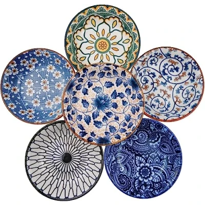 Image of TuYines Porcelain Tapas Dishes,Snack Bowls for Tapas,Tapas Set,Ceramic Dipping Bowls,Ceramic Bowls,6pcs Ø 10 cm Small Spice Bowls,Dishes Sauce Dishes Sushi,Sauce,Snack and Soy