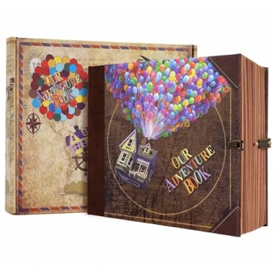 Image of Album Scrapbook, Retro Album, Our Adventure Book, Movie Up Travel Scrapbook for Anniversary Wedding Holiday Valentines Day Birthday (Red) … (Balloon Lock Book)