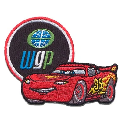 Image of Comercial Mercera Disney © Cars 2 Lightning Mc Queen Wgp Iron On Patches Adhesive Emblem Stickers Appliques, Size: 3.23 x 2.48 Inches