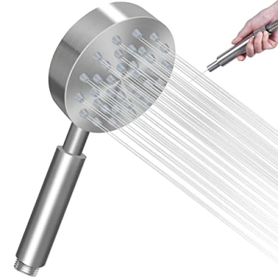 Image of Shower Head 304 Stainless Steel Heads,Detachable Handheld Bathroom Replacement,Universal High Pressure Head,Round Brushed