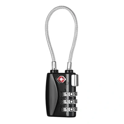 Image of ZHEGE TSA Approved Luggage Locks, Travel Padlock, 3 Digit Combination Flexible Cable Padlock for Luggage, Suitcase, Backpack, Laptop Bag Zippers, Suitcase Locks Gym Lockers (Black)