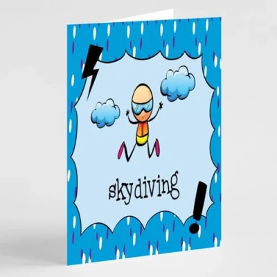 Image of Beebooh cards character skydiving birthday card