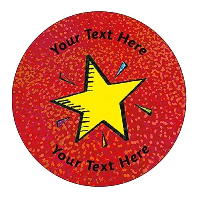 Image of 140 Personalised Holographic Sparkly Shiny Star Motivational School Praise Teachers Reward Stickers 37mm Primary Teaching Services