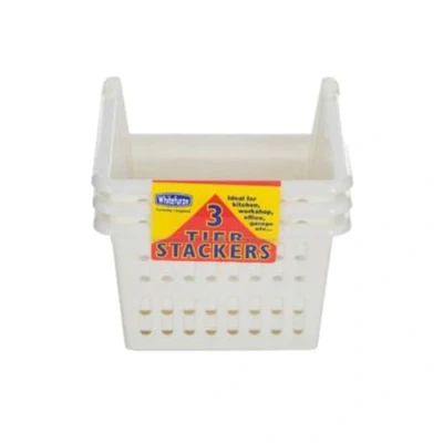 Image of Whitefurze Stacking Basket Set of 3, Cream, 18 cm