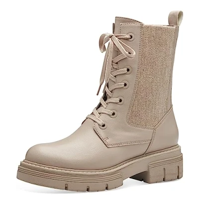 Image of MARCO TOZZI Women&#039;s 2 25236 41 Lace Boot Flat, Taupe, 6.5