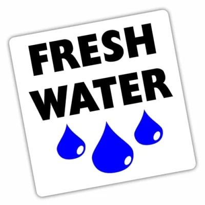 Image of 1 x Sticker Fresh Water Sign Caravan Toilet Label Pump Tap Campervan Camping Warning Health and Safety Notice Self Adhesive 100mm H3