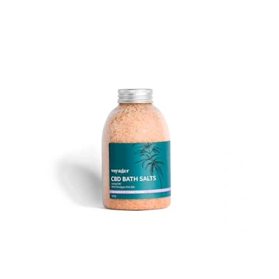 Image of Voyager CBD Bath Salts Lavender &amp; Ylang Natural Himalayan Pink with 275MG Premium Soothes Muscles, Reduces Stress, Relaxes THC Free 500g