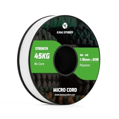 Image of Kamu Synber Micro Cord 1.18mm Paracord Braided Rope 30m Spool for Bracelet, Crafting, Jewelry Making, Key Chains Support 45kg White