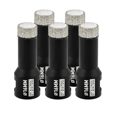 Image of DT DIATOOL Diamond Drill Bit 5PCS 16mm Hole Saw for Dry Drilling Tile Porcelain Marble Ceramic Granite