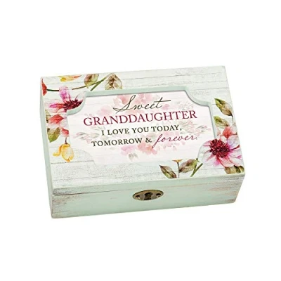 Image of Cottage Garden Granddaughter I Love You Floral Decoupage Petite Music Box Plays are My Sunshine