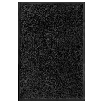 Image of vidaXL Doormat Black, 40x60cm Machine Washable High Absorption Capacity Suitable for Indoor and Outdoor Use Non Slip PVC Backing Durable Polyamide Fabric