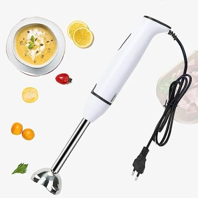 Image of Hand Blender, 400W Single Mixing Blade Stick Blender with Stainless Steel Feet, Household Handheld Blenders for Kitchen, Baby Food, Smoothies, Soup, BPA Free (White)