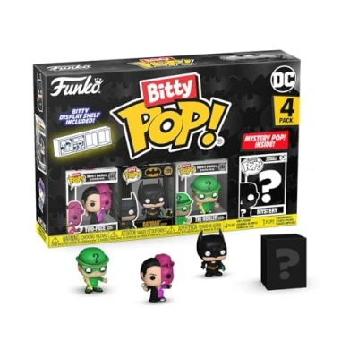 Image of Funko Bitty Pop! Batman 85th Two Face 4PK and A Surprise Mystery Mini Figure 0.9 Inch (2.2 Cm) DC Comics Collectable Stackable Display Shelf Included Gift Idea Party Bags Stocking