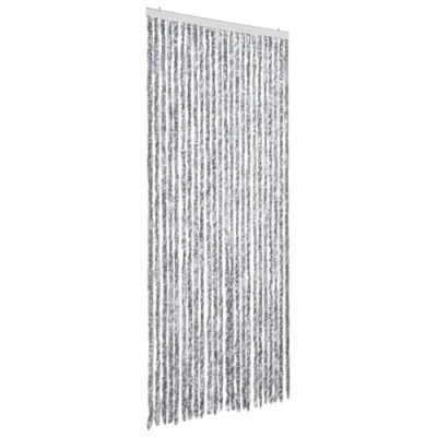 Image of vidaXL Fly Curtain, Insect Blind with Hook, Door Adjustable Length and Width, White Grey, 100 x 230 cm Chenille