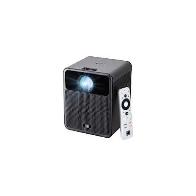 Image of KODAK FLIK HD10 Smart Projector Android TV 1080P FHD Video Projection System with Google Assistant, Wi Fi, Bluetooth 5.0, HDMI, USB, Aux &amp; Built in Dual 5W Speakers iOS
