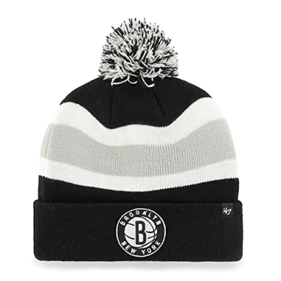 Image of 47 NBA Breakaway Cuffed Knit Beanie Hat, Unisex Adult, Brooklyn Nets Black, One size