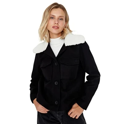 Image of Trendyol Women Regular fit Double breasted Shirt collar Woven Coat