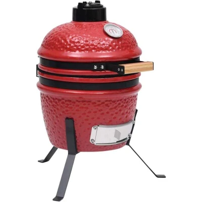 Image of vidaXL 2 in 1 Kamado Barbecue Grill Smoker Ceramic 56 cm Red