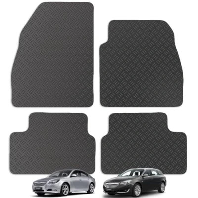 Image of Carsio Car Mats 4pc Set For Vauxhall Insignia 2013 Onwards Tailored Fit Rubber Floor Mat Complete Accessory Black Custom Fitted Anti Slip Backing, Heavy Duty &amp; Waterproof