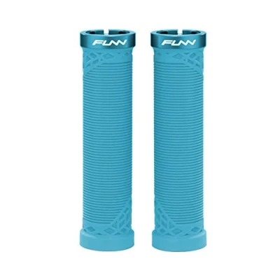 Image of Funn Hilt Mountain Bike Handlebar Grips with Single Lock On Clamp, Lightweight And Ergonomic Bicycle 22 mm Inner Diameter, Unique Patterned For MTB/BMX (Turq)