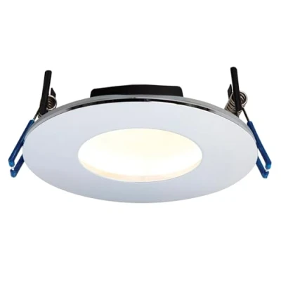 Image of Betta Lighting 9W Chrome Die Cast Aluminium Fire Rated Bathroom Shower IP65 Dimmable Anti Glare Recessed Warm White 3000K Slim Profile Ceiling LED Downlight