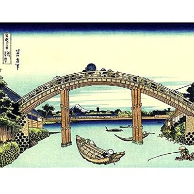 Image of Artery8 Hokusai 36 Views Fuji Mannen Bridge Woodblock Japan Unframed Wall Art Print Poster Home Decor Premium