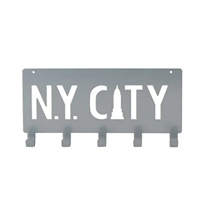 Image of Compactor NY City 5 Hook Wall Mounted Coat Hanging Hook, Metal, 3 x 30 21cm, Silver, RAN6100