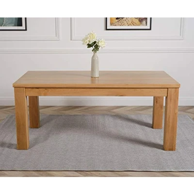 Image of Oak Furniture King Dakota Solid Dining Table for 6 8 People 182 x 92 cm Chunky Foot Seater