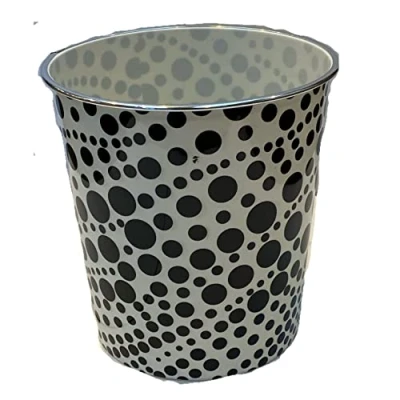 Image of Home Plus 7.7 Litre Quality Floral Design Lightweight Waste Paper Basket Bin (Black &amp; Grey Daisy)