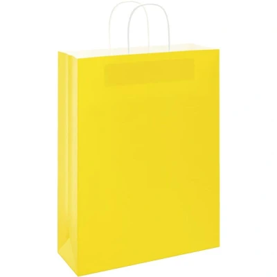 Image of vidaXL Paper Bags 50 pcs with Handles Yellow 32x12x42 cm