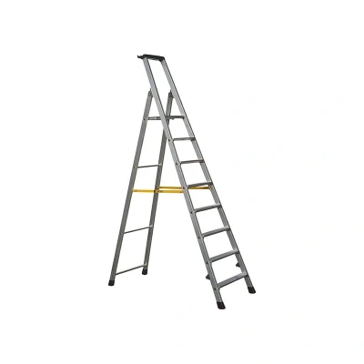 Image of Zarges Folding Step Ladder, Single Sided Access, With Storage Tray, For Light Use, 8 Steps Incl. Platform