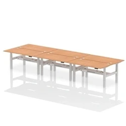 Image of Air B2B 1600x800mm Height Adjustable 6P Bench Desk CP Oak/Silver
