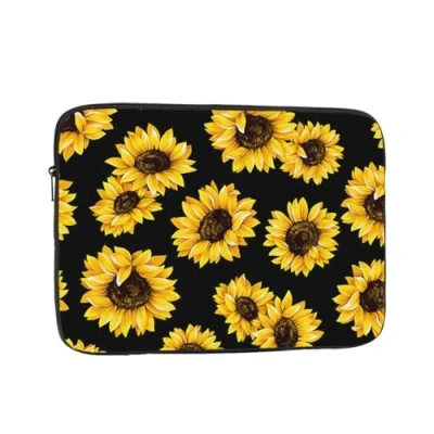 Image of Spring Sunflowers Retro Flowers Printed Laptop Sleeve For 17 Inch Laptop, Shockproof Oxford Fabric Protective Case Bag