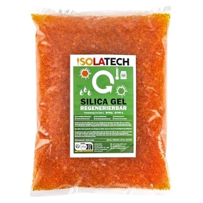 Image of ISOLATECH Silica Gel Regenerable Desiccant Orange 400 g Bag Balls Dehumidifier