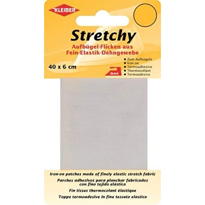 Image of Kleiber Iron On Elasticated Clothing Repair Tape, 40cm x 6cm, White