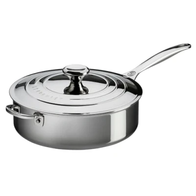 Image of Le Creuset Signature Stainless Steel 24cm Saute Pan With Lid