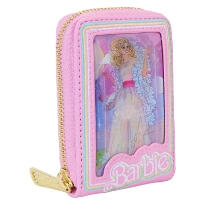 Image of Loungefly Barbie 65th Anniversary Doll Box Triple Lenticular Zip Around Accordion Wallet, Multicolor, Wallet