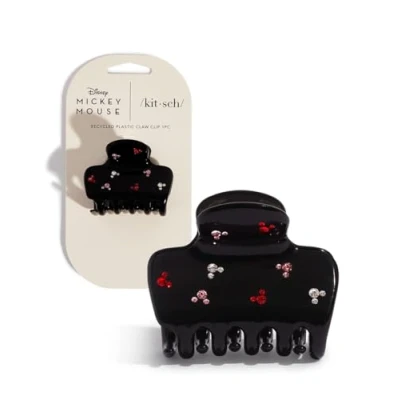Image of Mickey/Minnie x Kitsch Recycled Plastic Rhinestone Puffy Claw Clips, Hair Clips for Women Girls, Thick Hair, Thin Accessories Women, 1pc (Black)