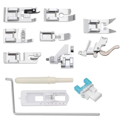 Image of YINETTECH 12pcs Universal Sewing Machine Presser Foot Set Compatible with Brother Janome Singer Baby Lock